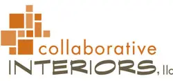 Logo for Collaborative Interiors, LLC, featuring orange geometric squares on the left and the company name in orange and gray text on a white background.